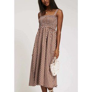 Tyler Boe brown and white polka dot sundress sz L NWT